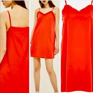 Topshop NWT red ruffle mini dress
